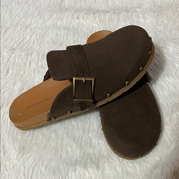 Andiamo Shoes - Andiamo Brown Suede Clogs